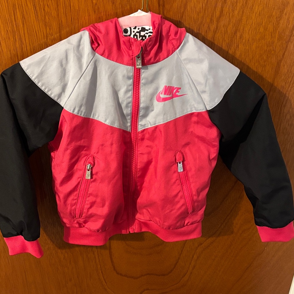 Nike Kids' pink, Gray, and Black lined windbreaker Jacket